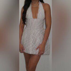 Elegant White Halter Dress